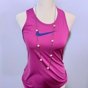 Nike Kids' Magenta Tank Top with Blue Logo